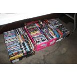 Three boxes of DVDs