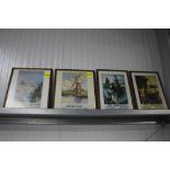 A set of four framed and glazed advertising prints