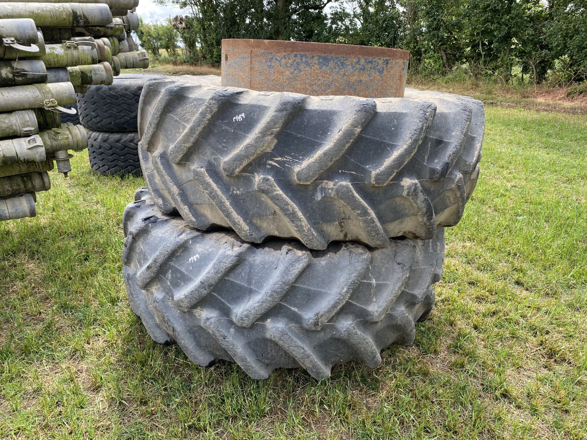 Pair of 580/70R38 Stocks dual wheels and tyres. M - Image 3 of 7