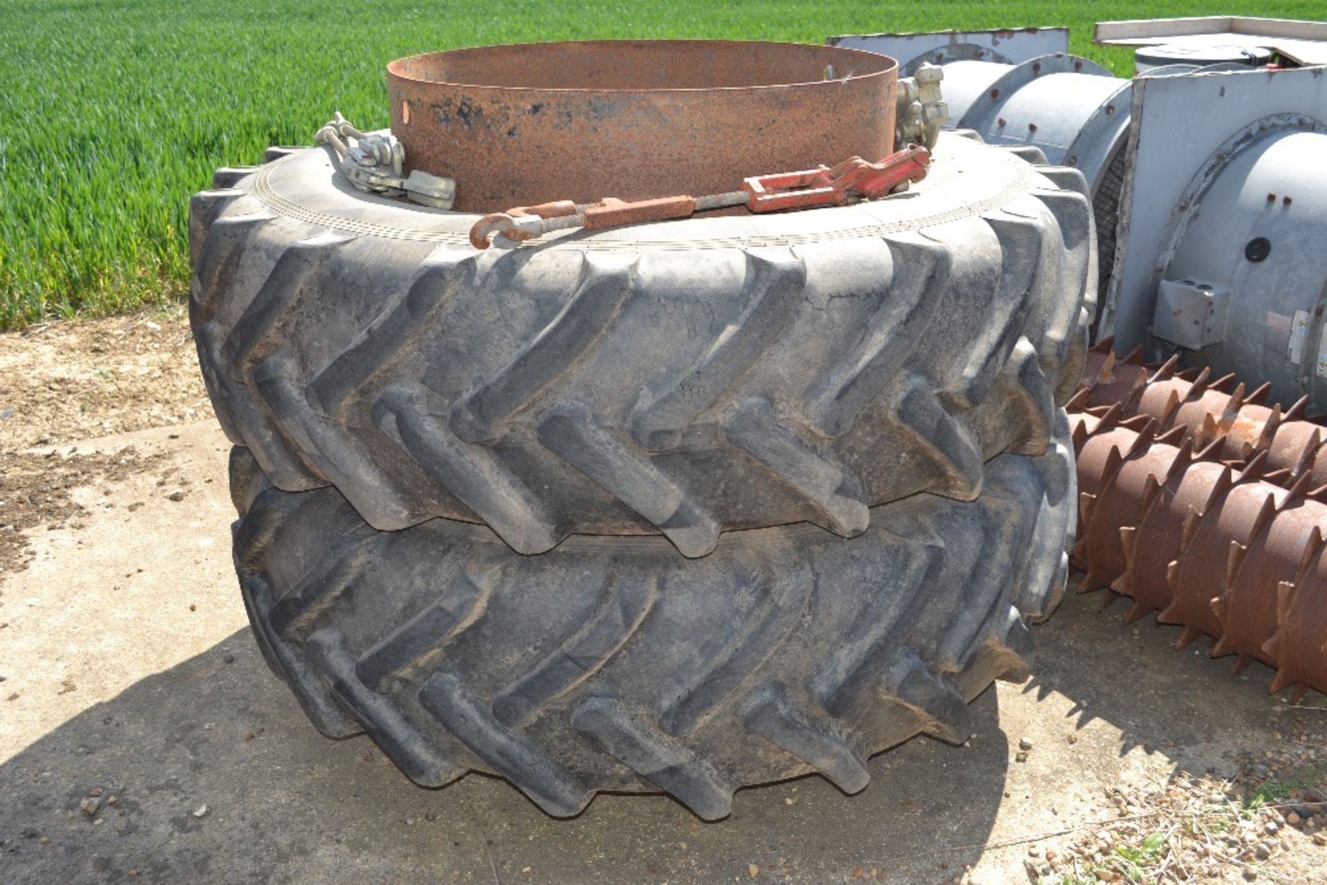 Pair of 18.4R38 Stocks dual wheels and and tyres with clamps @ 60%. M - Image 9 of 10