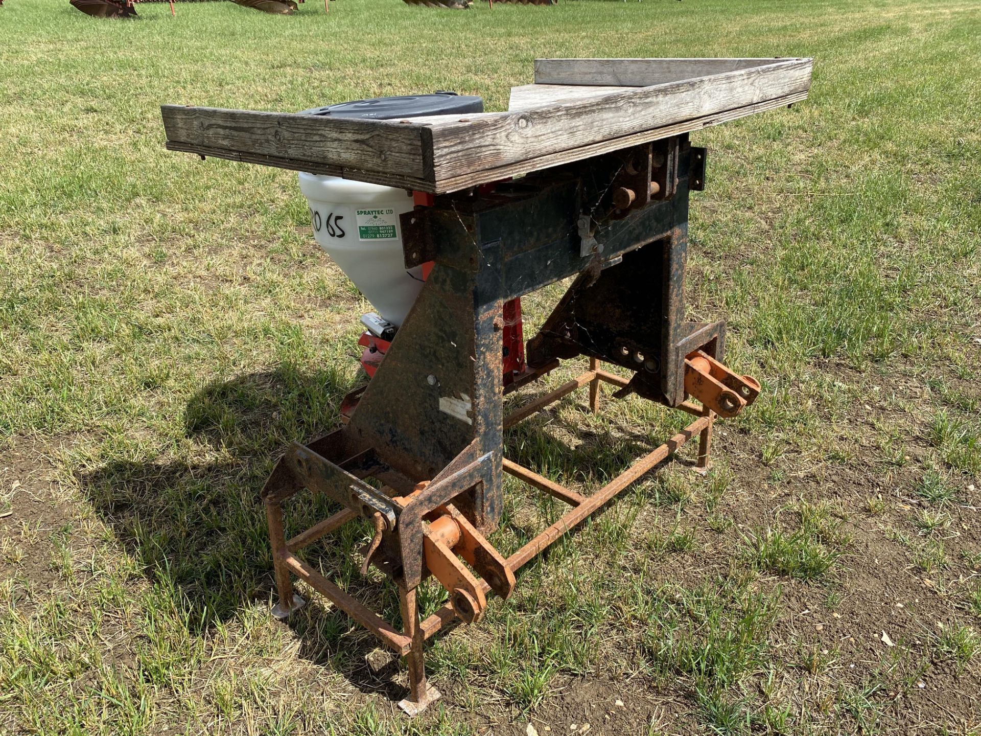 Stocks Fan-Jet Pro 65 slug pellet applicator. Mounted on linkage frame with platform. M - Image 3 of 5