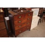 A Georgian mahogany chest of two short and three l