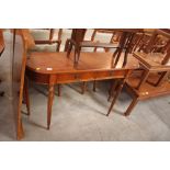 A yew wood hall table fitted two drawers