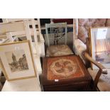 A nest of three retro tile topped coffee tables; a