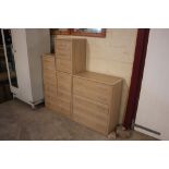 Five pieces of oak effect bedroom furniture