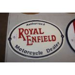 A cast iron Royal Enfield advertising sign