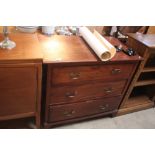 A mahogany chest of three long drawers