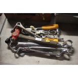 A quantity of ring spanners etc.