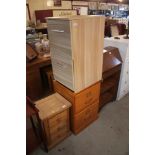 A two drawer filing chest; and a beech effect two