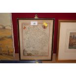 An antique coloured map of Warwickshire