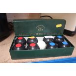 A boxed set of carpet bowls