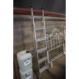 An aluminium folding step ladder