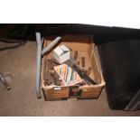 A box containing hinges, fittings etc.