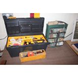 A tool box and various contents etc.