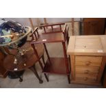 A mahogany finish two tier side table