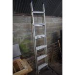 An aluminium folding step ladder
