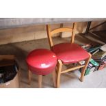 A retro kitchen chair with leatherette upholstered