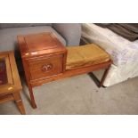 An oriental hardwood telephone seat