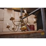 A brass Dutch style chandelier