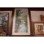 An oak framed Edwardian coloured print "Betwixt Th