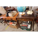 An oak side table fitted single drawer; a satinwoo