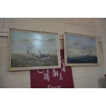V.W.Seago, two oil paintings study of sailing ship