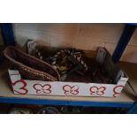 A box of horse related items and equipment