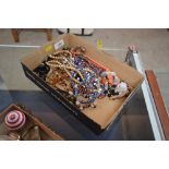 A box of vintage and other necklaces