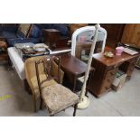 An Edwardian inlaid bedroom chair; a loom chair; a