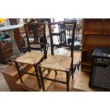 A pair of Edwardian string seated bedroom chairs