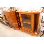 A reproduction yew wood television cabinet and sim