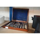 A cased set of six each plated fish knives and for