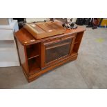 A yew finish corner television cabinet