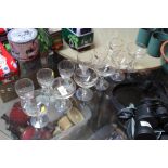 Six Babycham advertising glasses and six Martini a