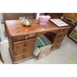 A modern pine twin pedestal dressing table