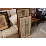Two large framed woolwork studies, view of Amsterd