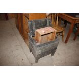 A wooden storage box and one other box