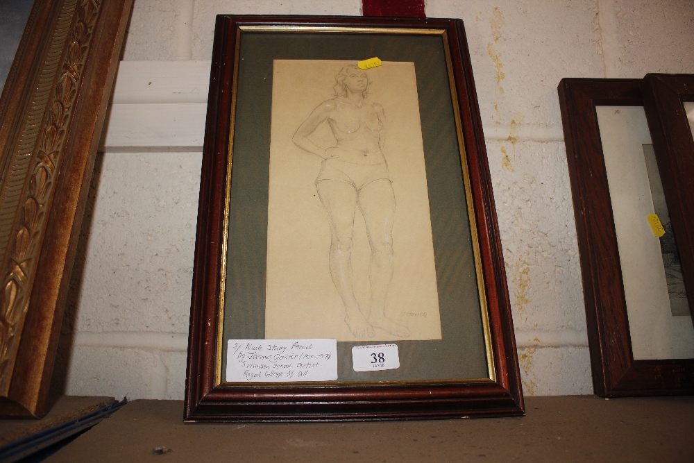 James Govier 1910-1974, nude study signed pencil