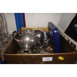 A box of silverplated ware