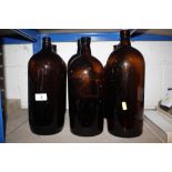 Six vintage glass chemist bottles