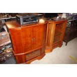 Two reproduction yew wood cabinets