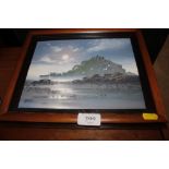 A framed oil on canvas depicting a Cornish scene