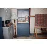 A blue painted bureau bookcase