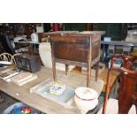 An oak sewing box; together with a sewing box and