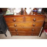 A 19th Century mahogany chest fitted two short ove