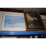 A pencil signed print by Neil Cawthorne of "Arkle"