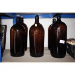 Six vintage chemist bottles