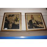 William Nicholson, two framed prints depicting Lon