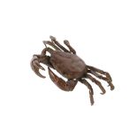 A small bronze figure of a crab, 10cm long overall