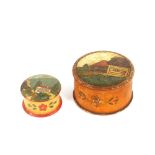 Two Eastern wooden circular boxes, with naive painted decoration
